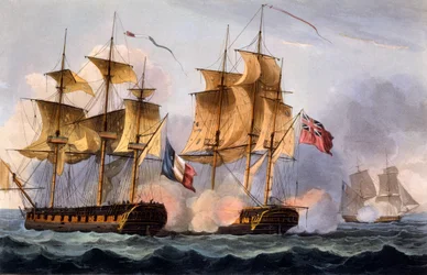 Verovering van Le Desius, prent gemaakt door Thomas Sutherland, uit 